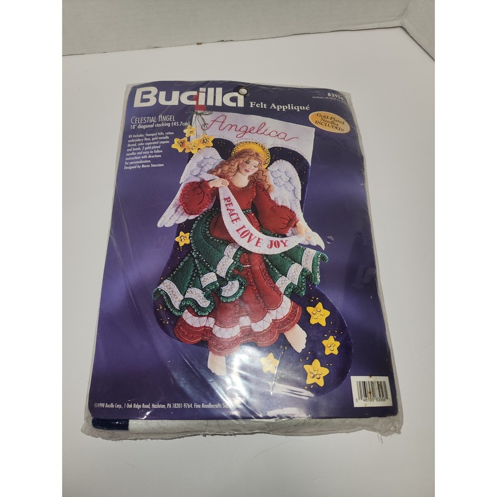New Bucilla Celestial Angel 18" Felt Applique Stocking Kit 1998